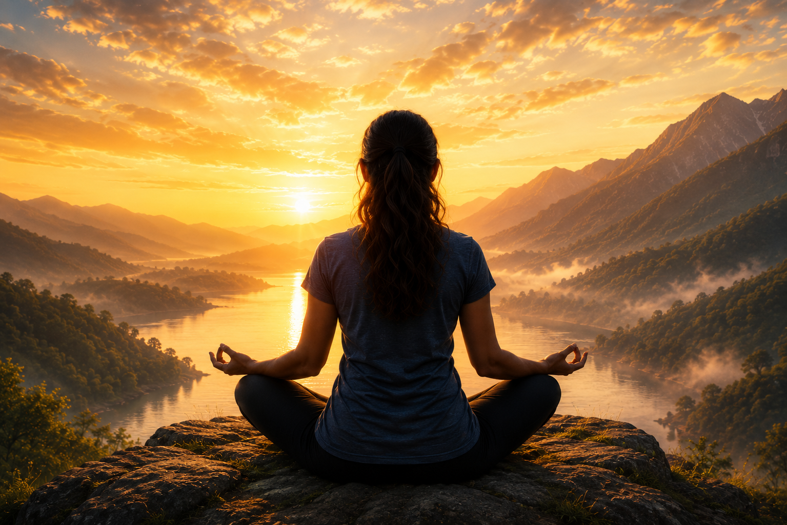 Sakshi Sadhana Meditation at Sunrise in Mountains